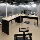 Mesa Escrivaninha Em L Canto Arredondado 140cm Carvalho E Pre