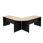 Mesa Escrivaninha Em L Canto Arredondado 140cm Carvalho E Pre