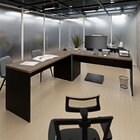 Mesa Escrivaninha Em L Canto Arredondado 140cm Nogal E Preto