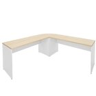 Mesa Escrivaninha Em L Canto Arredondado 140x60cm Carvalho/br