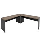 Mesa Escrivaninha Em L Canto Arredondado 140x60cm Nogal/preto