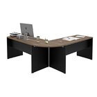 Mesa Escrivaninha Em L Canto Arredondado 140x60cm Nogal/preto