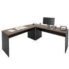 Mesa Escrivaninha Em L Canto Arredondado 140x60cm Nogal/preto