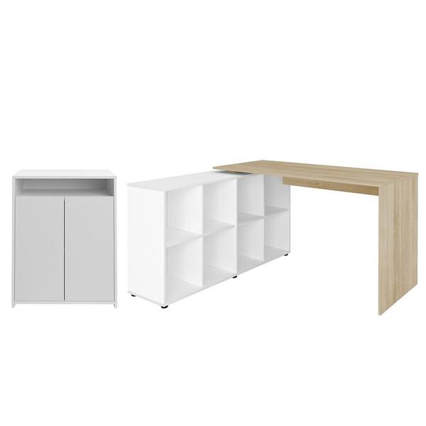 Mesa Escrivaninha Em L Eron E Balcão 60cm 2 Portas Look A06 C