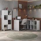 Mesa Escrivaninha Em L Eron E Estante Livreiro Maly A06 Branc