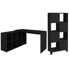 Mesa Escrivaninha Em L Eron E Estante Livreiro Maly A06 Preto