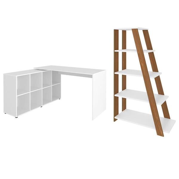 Mesa Escrivaninha Em L Eron E Estante Livreiro Stela A06 Bran