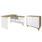 Mesa Escrivaninha Em L Golden E Balcão 1 Porta 3 Gavetas Mera