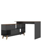 Mesa Escrivaninha Em L Retrô Pés 2 Portas 136cm Pés Em Madeir