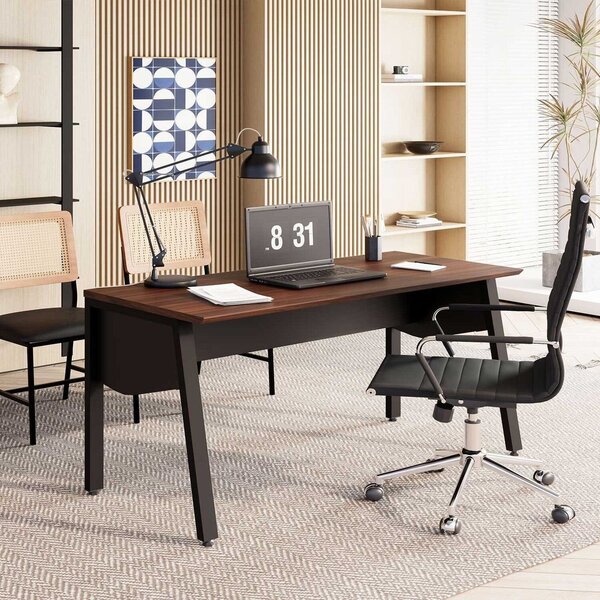 Mesa Escrivaninha Escritório Com 150cm Industrial Tampo Chanf