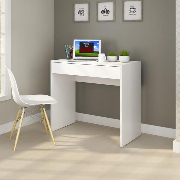 Mesa Escrivaninha Escritório Home Office Gaveta Branca