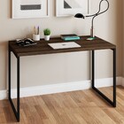 Mesa Escrivaninha Estilo Industrial Aço 120 Carvalho Dark/pre