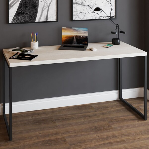 Mesa Escrivaninha Estilo Industrial Aço 150 Snow/preto - Pano