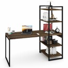 Mesa Escrivaninha Flex Industrial Aço 4 Prateleiras Carvalho