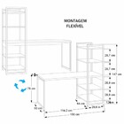 Mesa Escrivaninha Flex Industrial Aço 4 Prateleiras Carvalho/