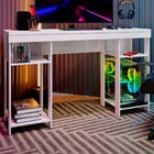 Mesa Escrivaninha Gamer Alfa 4 Prateleiras Branco - Gabrielli