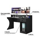 Mesa Escrivaninha Gamer Safira Com 1 Gaveta - Preto