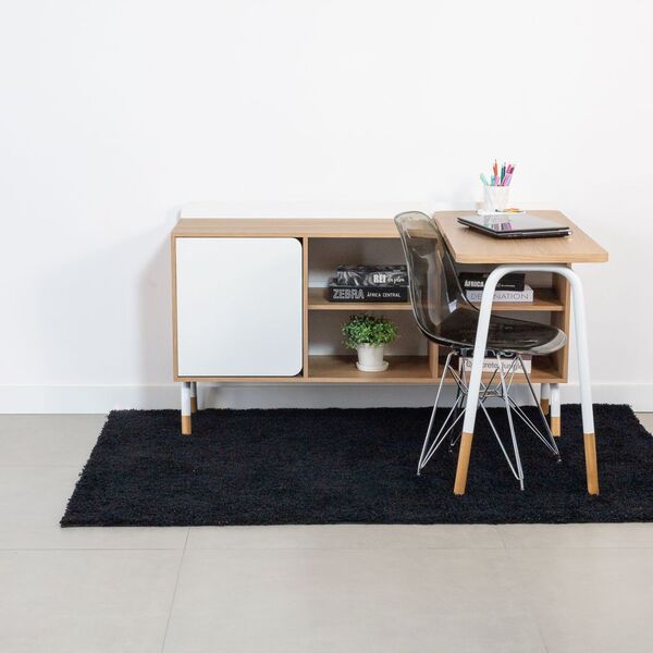 Mesa Escrivaninha Giratória 111cm Balcão 1 Gaveta 1 Porta 136