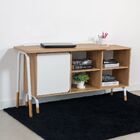 Mesa Escrivaninha Giratória 111cm Balcão 1 Gaveta 1 Porta 136