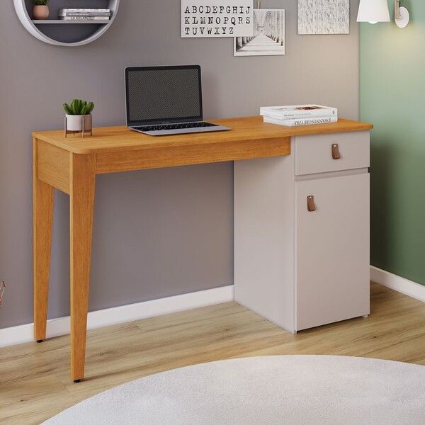 Mesa Escrivaninha Helo Candian 1 Porta 1 Gaveta Cinamomo/off