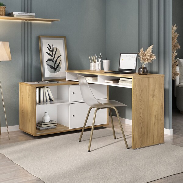Mesa Escrivaninha Home Office 2 Portas Flex Olmo/branco - Art