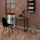 Mesa Escrivaninha Industrial 90cm Castanho E Cadeira Preta