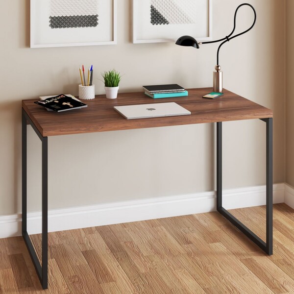 Mesa Escrivaninha Industrial Aço 120 Nogal/preto - Panorama M