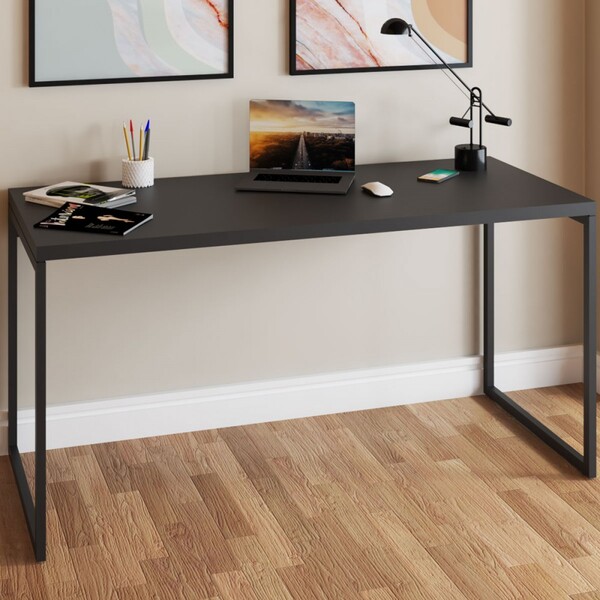 Mesa Escrivaninha Industrial Aço 150 Ônix/preto - Panorama Mó