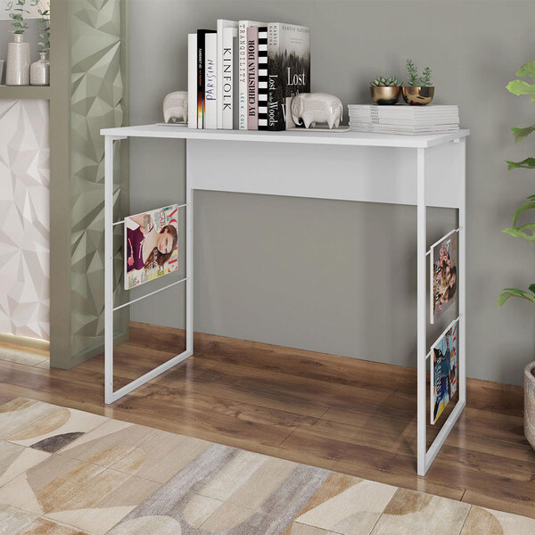 Mesa Escrivaninha Industrial Steel 906 Branco Caemmun