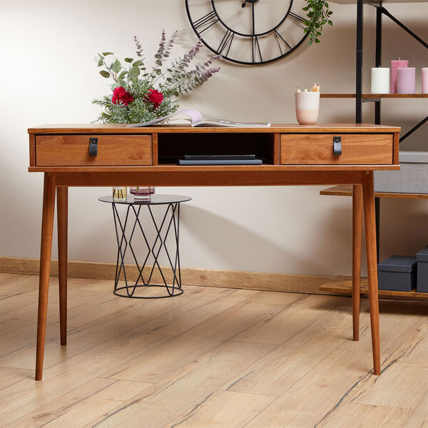 Mesa Escrivaninha Madeira 2 Gavetas 1 Nicho Retro Kim - Casta