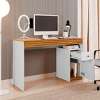 Mesa Escrivaninha Madrid 1 Porta 1 Gaveta Branco Acetinado/na