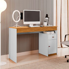 Mesa Escrivaninha Madrid 1 Porta 1 Gaveta Branco Acetinado/na