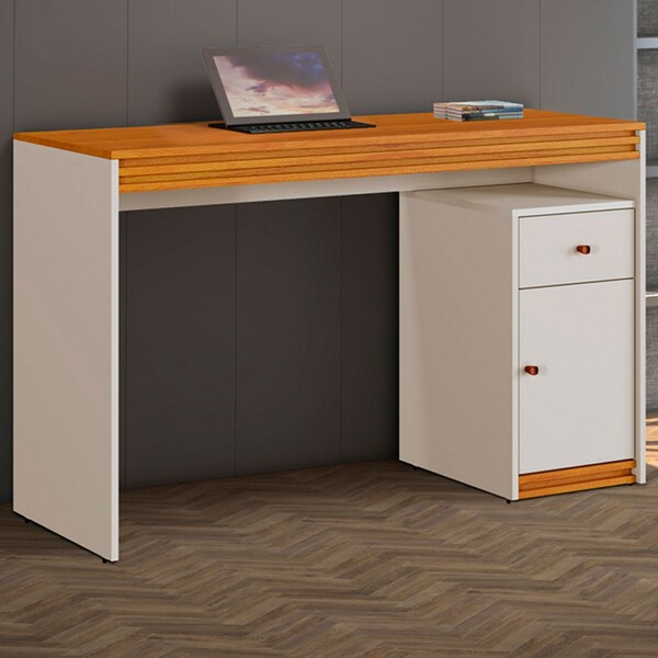 Mesa Escrivaninha Madrid 1 Porta 1 Gaveta Off White/naturalle