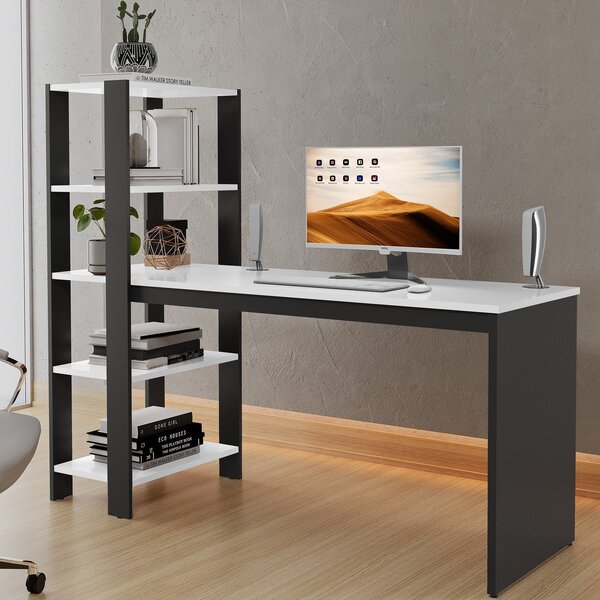 Mesa Escrivaninha Milão Com Prateleiras Para Escritório E Qua