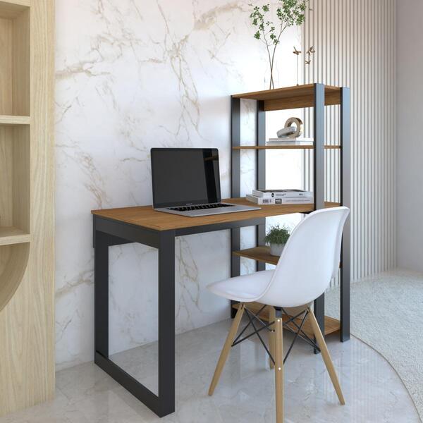 Mesa Escrivaninha Moderna Multifuncional Com Estante 4 Pratel