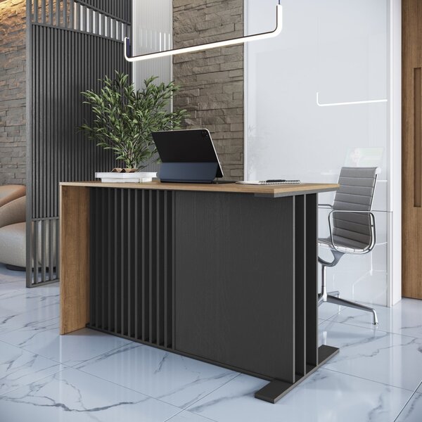 Mesa Escrivaninha Office 120cm Ripada Mel/grafite