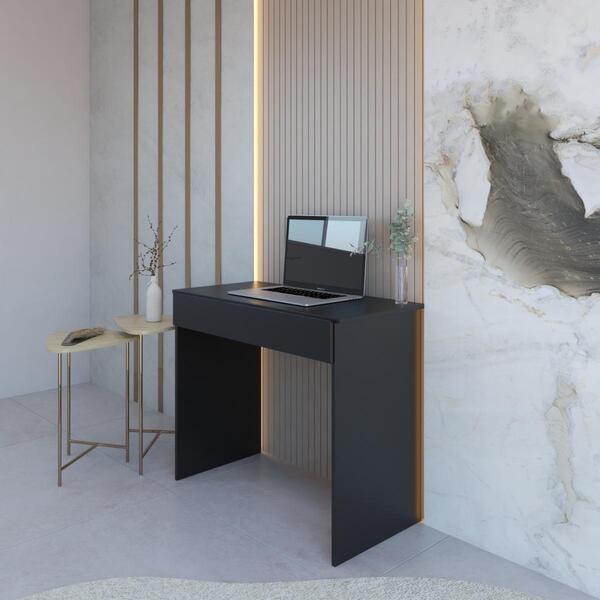 Mesa Escrivaninha Office Compacta Com 1 Gaveta - Preto