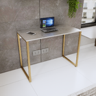Mesa Escrivaninha Office Industrial - Metalon Dourado - Mdf A