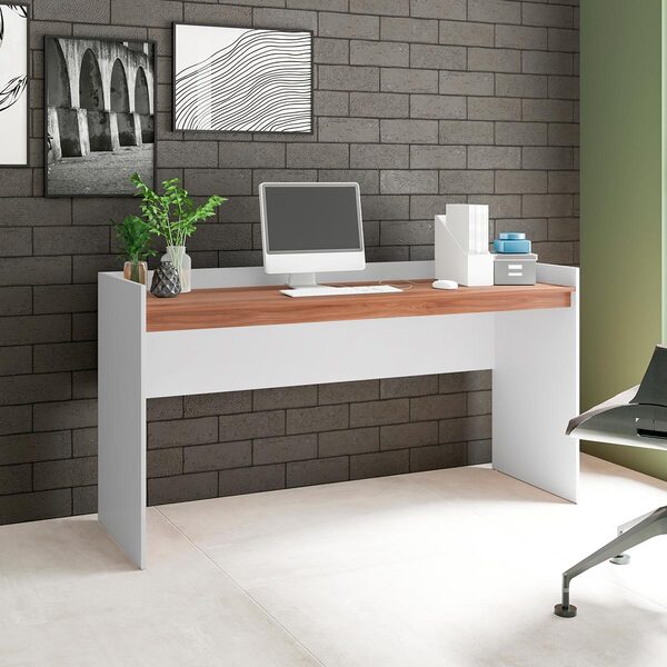Mesa Escrivaninha Para Escritório 138 X 85 Cm Mdp Branco Cast