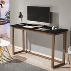 Mesa Escrivaninha Preto Com Pes De Madeira Pequena 120cm