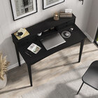 Mesa Escrivaninha Preto Retro Escritório Madeira Milano 4 Gav