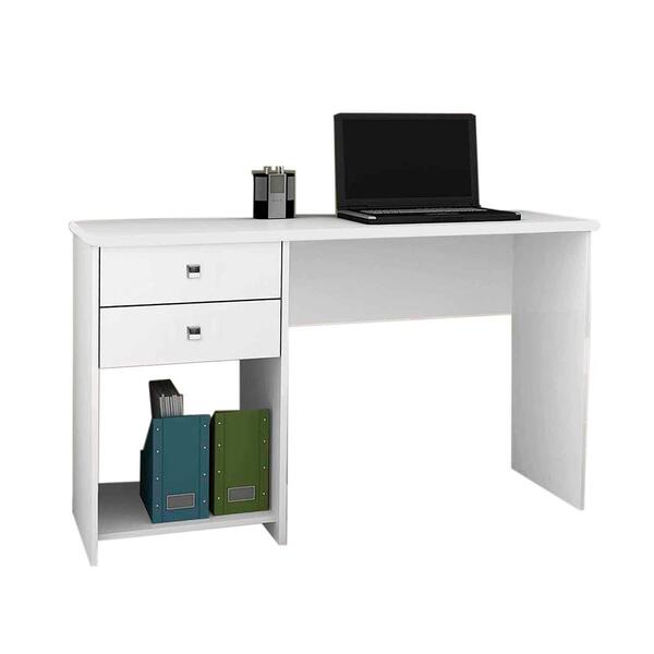 Mesa Escrivaninha Secretária Com 2 Gavetas Branca Tunísia