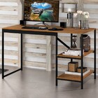 Mesa Escrivaninha Slim 2 Prateleiras Rústico Preto/canela Rús