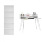 Mesa Escrivaninha Sofia Com Estante Para Livros Branco - Pnr