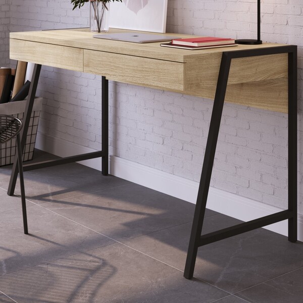 Mesa Escrivaninha Urban 2 Gavetas Carvalho Treviso/preto – Ar