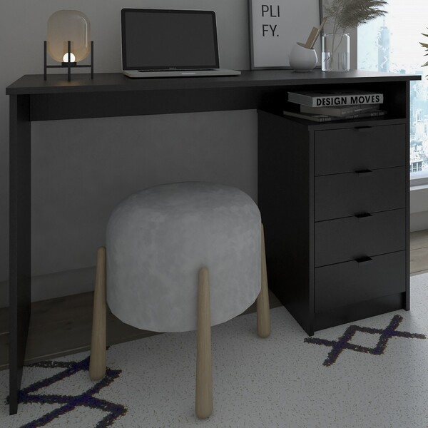 Mesa Escrivaninha York 4 Gavetas Preto - Falkk