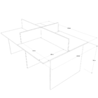 Mesa Estação De Trabalho 4 Lugares 180x120cm Freijo Com Preto