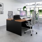 Mesa Estação De Trabalho Dupla Com Painel Divisor Espresso Mó