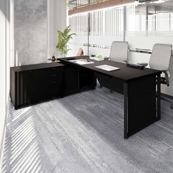 Mesa Executiva Com Armário Lateral E Caixa De Tomadas 3 Gavet