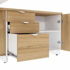 Mesa Executiva Com Armário Lateral E Caixa De Tomadas 3 Gavet